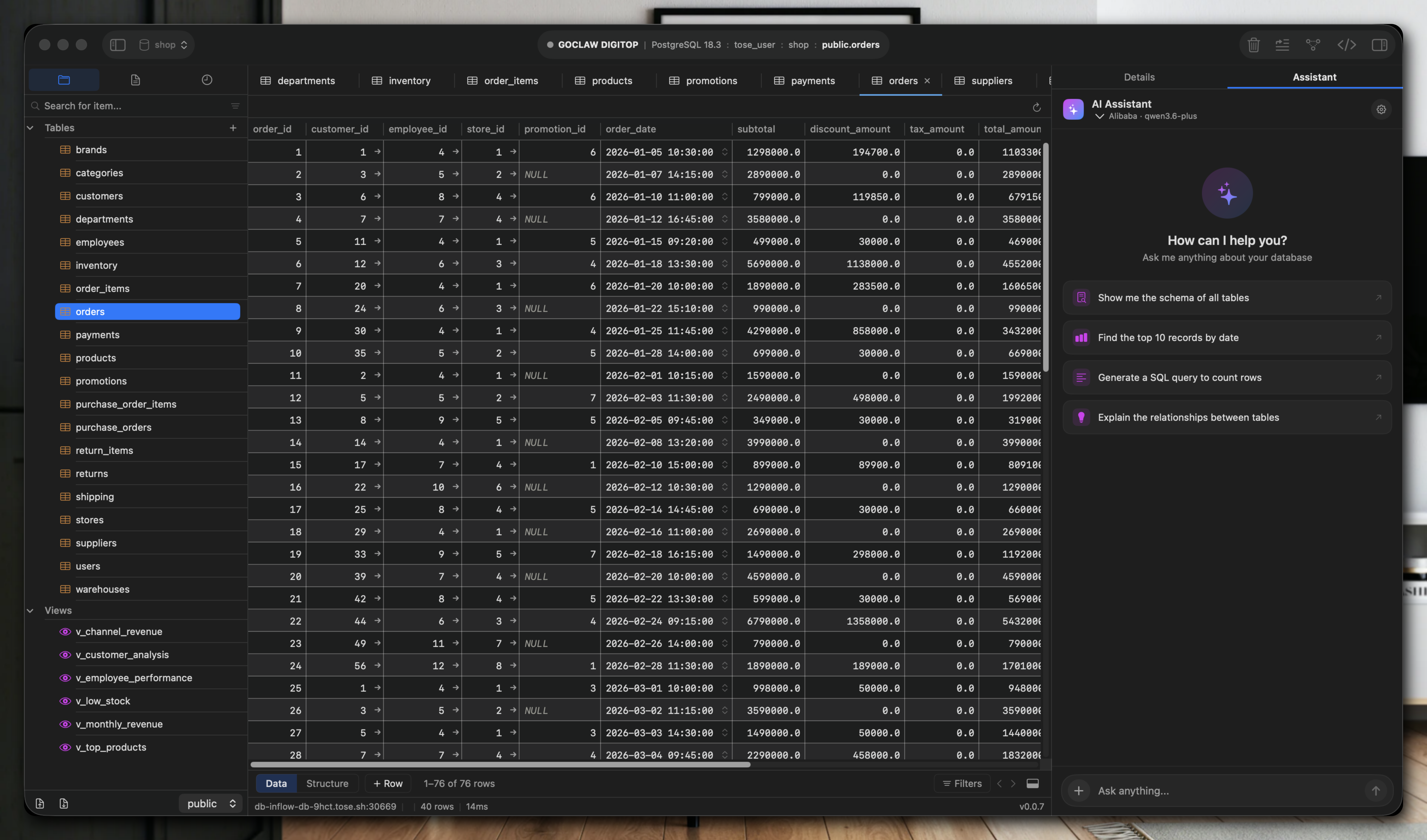 Gridex — multi-database IDE with AI chat and query editor